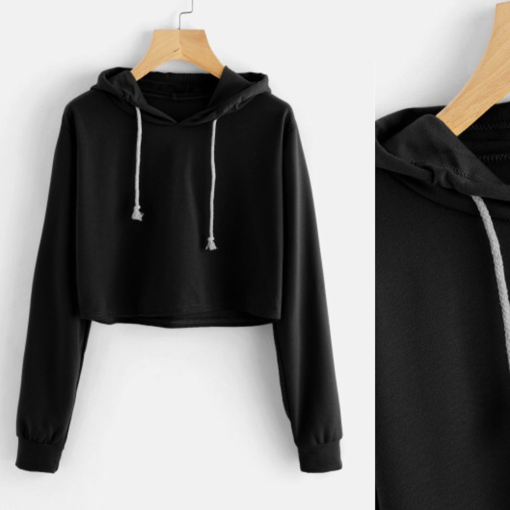 Cropped black hoodie